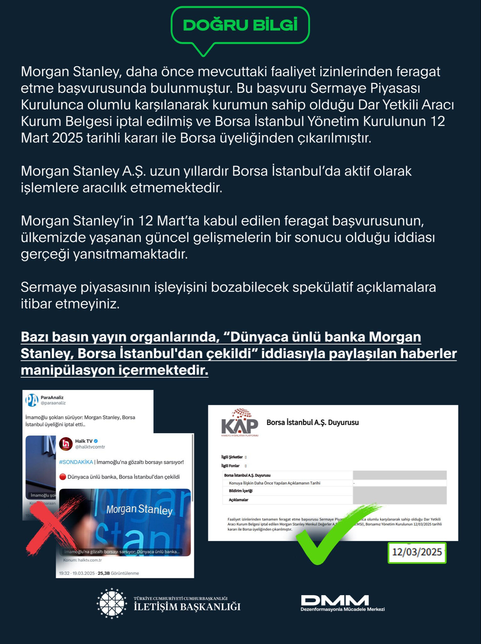 Morgan Stanley Türkiye'den çekildi mi? DMM'den açıklama geldi Dünyaca ünlü banka 'Morgan Stanley, Borsa İstanbul'dan çekildi' iddiası! Resmi açıklama geldi - 2. Resim