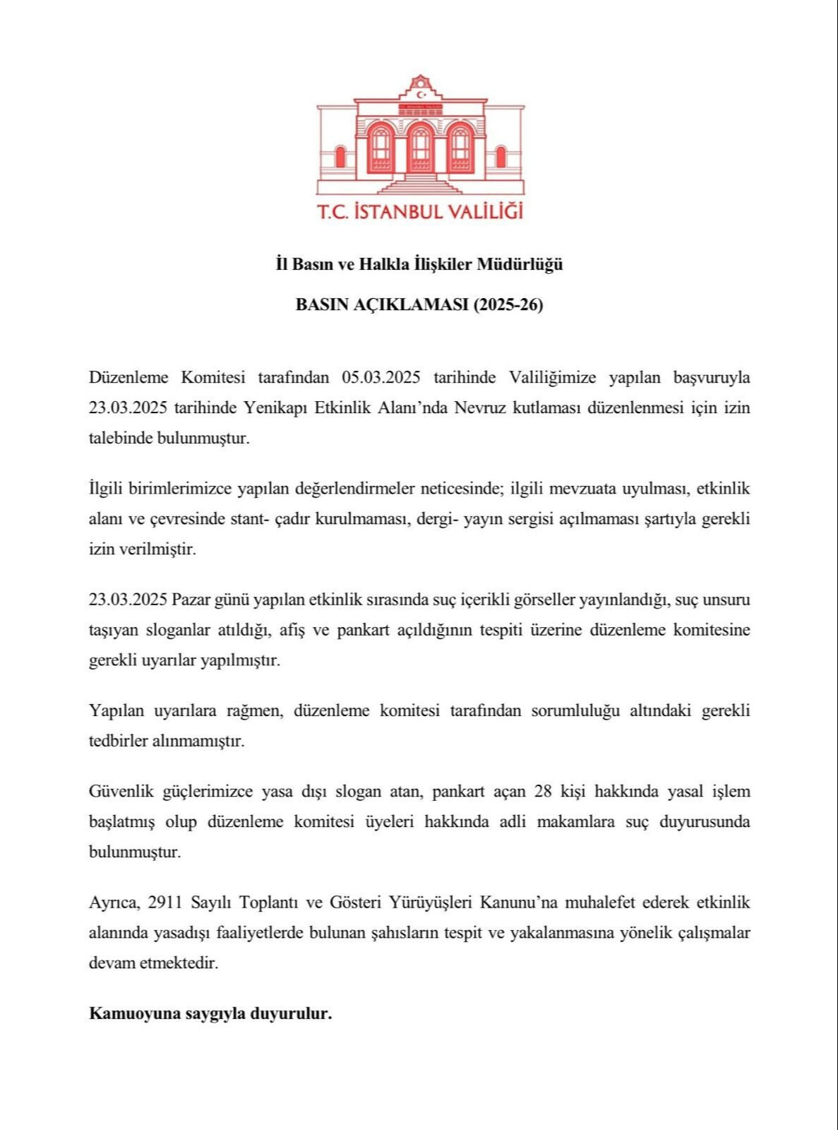 Nevruz'da yasa dışı slogan atan ve pankart açan 28 kişi için yasal işlem - 1. Resim