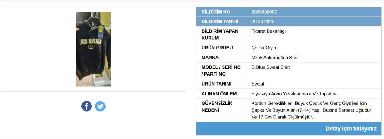 Ankaragücü Store'larda 711 TL'ye satılıyordu! Bakanlık yasakladı, piyasadan toplatılıyor Ankaragücü Store'larda 711 TL'ye satılıyordu! Bakanlık yasakladı, piyasadan toplatılıyor - 2. Resim