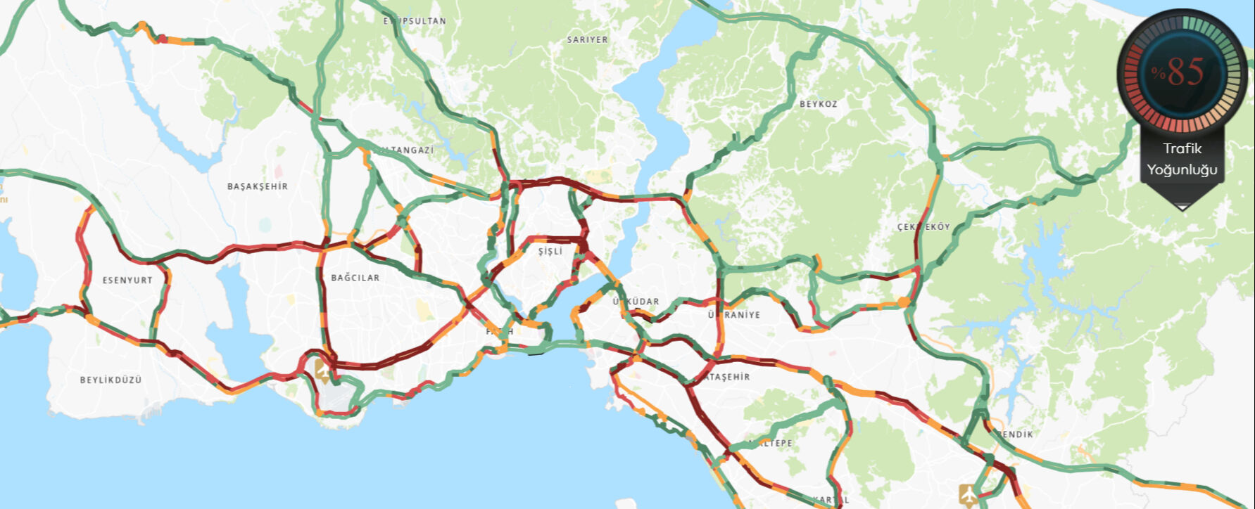 İstanbul'da bayram trafiği! Yoğunluk y&uuml;zde 85'e &ccedil;ıktı - 1. Resim