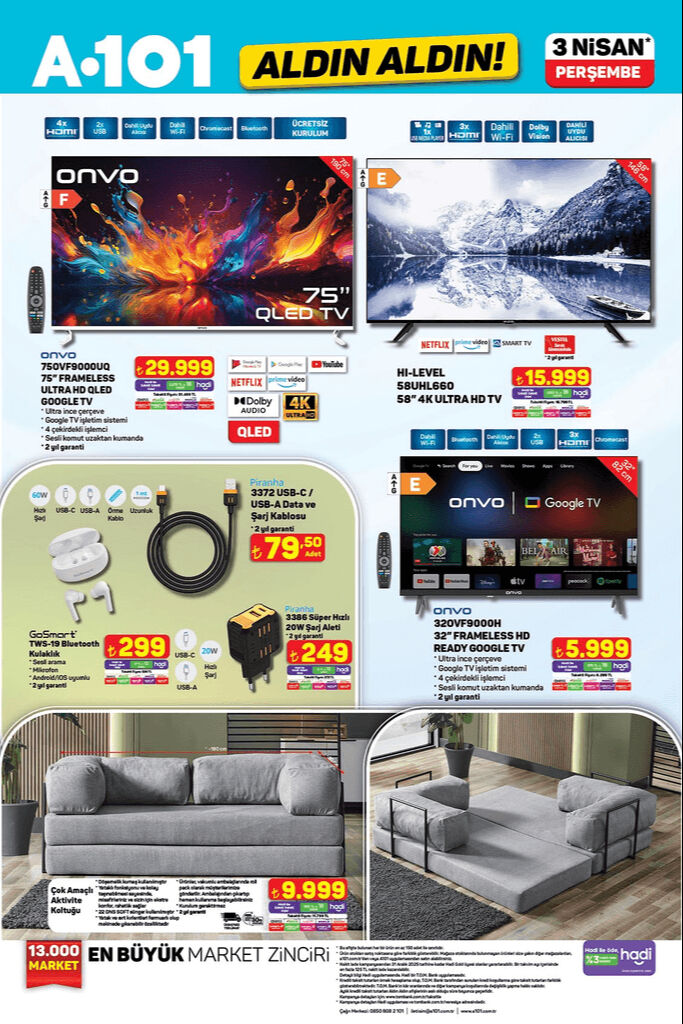A101 3 Nisan aktüel kataloğu yayınlandı! Samsung süpürge, Oral-B şarjlı diş fırçası, katlanabilir masa tenisi ve koşu bandı Aldın Aldın kataloğunda - 2. Resim