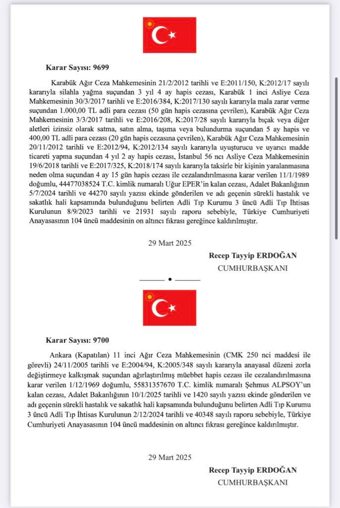 Cumhurbaşkanı Erdoğan af kararını imzaladı! Resmi Gazete'de yayımlandı Cumhurbaşkanı Erdoğan af kararını imzaladı! Resmi Gazete'de yayımlandı - 2. Resim