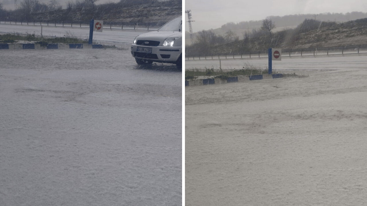 Tekirdağ'da dolu kabusu! Her yer beyaza büründü - 1. Resim