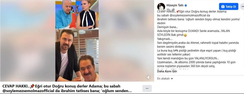 O sözleri duyunca sinirlendi! İbrahim Tatlıses'in kardeşi Hüseyin Tatlı'dan olay açıklama:  O sözleri duyunca sinirlendi! İbrahim Tatlıses'in kardeşi Hüseyin Tatlı'dan olay açıklama: