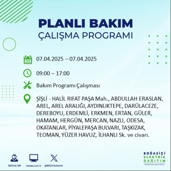 İstanbul elektrik kesintisi olacak ilçeler belli oldu! 7 Nisan BEDAŞ elektrik kesintisi sorgulama - 3. Resim