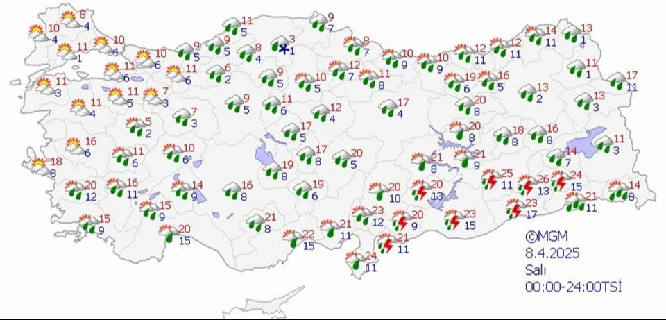 Bugün yağmur var mı, hava nasıl olacak? 8 Nisan hava durumu - 1. Resim