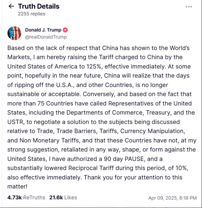 ABD'den Çin'e yüzde 125'lik misilleme! Türkiye'de aralarında... Trump emri verdi Trump'tan Pekin'in misillemesine karşılık! Çin'e gümrük vergisi yüzde 125'e çıktı - 1. Resim
