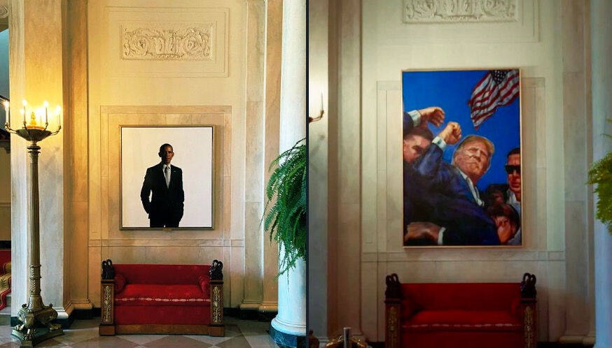 Beyaz Saray tarihinde böylesi görülmedi! Obama portresi gitti, Trump'a suikast tablosu geldi Beyaz Saray tarihinde böylesi görülmedi! Obama portresi gitti, Trump'a suikast tablosu geldi - 1. Resim