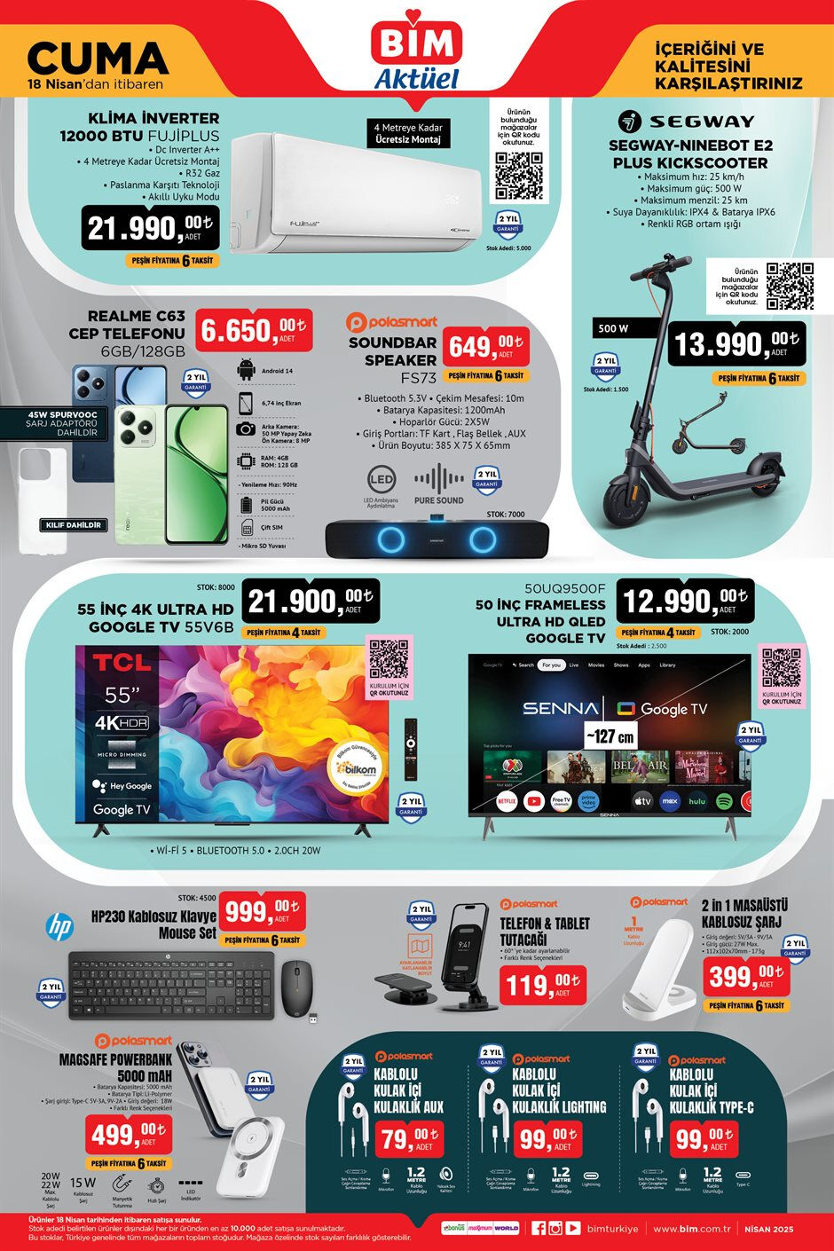 BİM 18 Nisan aktüel kataloğu! Klima, Scooter, Elektrikli Düdüklü, Mini Fırın, 23 Nisan Kostümü ve daha fazlası Bu Cuma satışta! - 1. Resim