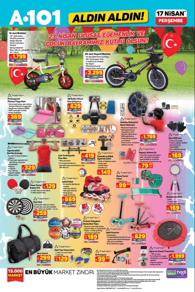 A101’de 23 Nisan havası esiyor! Boks makinesi, akülü araba, trambolin, bisiklet ve daha fazlası bu hafta satışta - 1. Resim