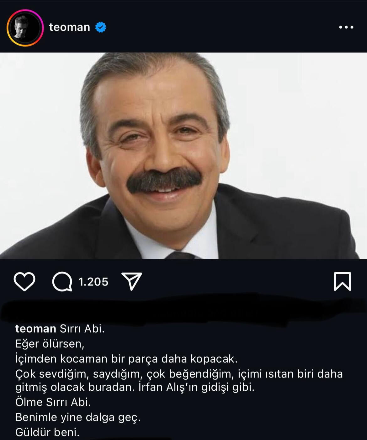 Şarkıcı Teoman'dan dikkat çeken Sırrı Süreyya Önder paylaşımı! Kısa sürede gündem oldu Şarkıcı Teoman'dan dikkat çeken Sırrı Süreyya Önder paylaşımı! Kısa sürede gündem oldu - 2. Resim