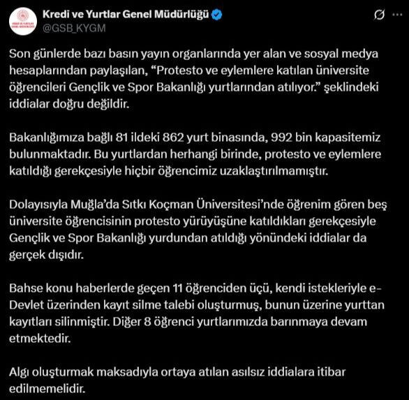 Protestocu öğrencilerin yurttan atıldığı iddia edilmişti! KYK’dan cevap geldi Protestocu öğrencilerin yurttan atıldığı iddia edilmişti! KYK’dan cevap geldi - 1. Resim