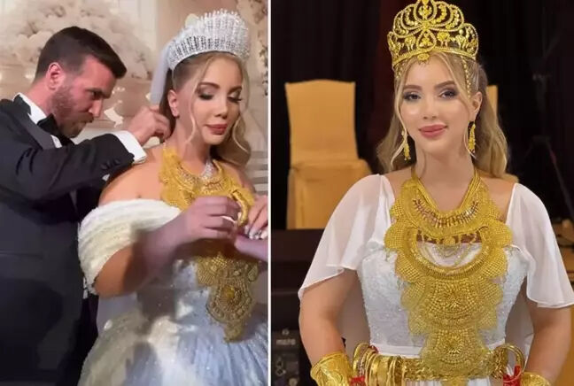 İş adamıyla evlenen Aleyna Dalveren'e takılan altınlar ağızları açık bırakmıştı! Takılan miktar belli oldu İş adamıyla evlenen Aleyna Dalveren'e takılan altınlar ağızları açık bırakmıştı! Takılan miktar belli oldu - 1. Resim