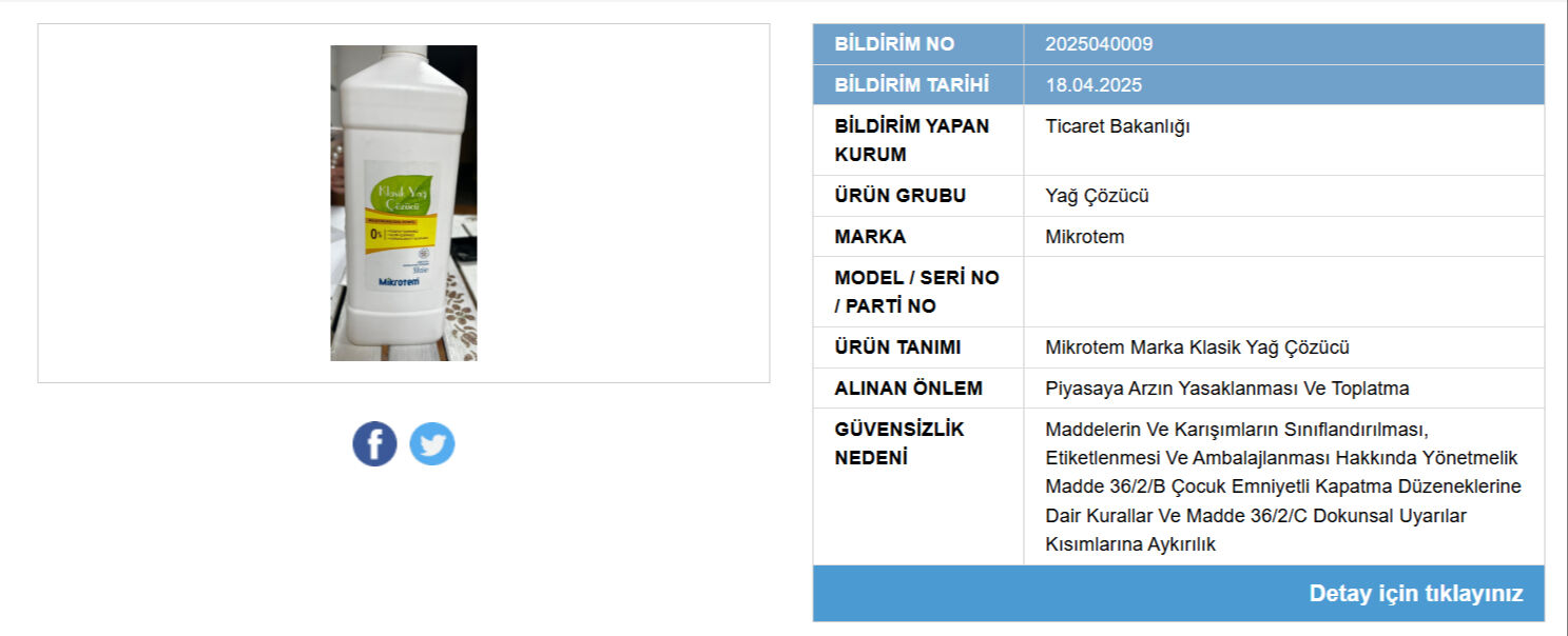 Bakanlık bir markayı daha ifşa etti! Satışı durduruldu, çocuklar için çok tehlikeli Bu marka yağ çözücü kullananlar dikkat! Bakanlık ifşa etti - 1. Resim