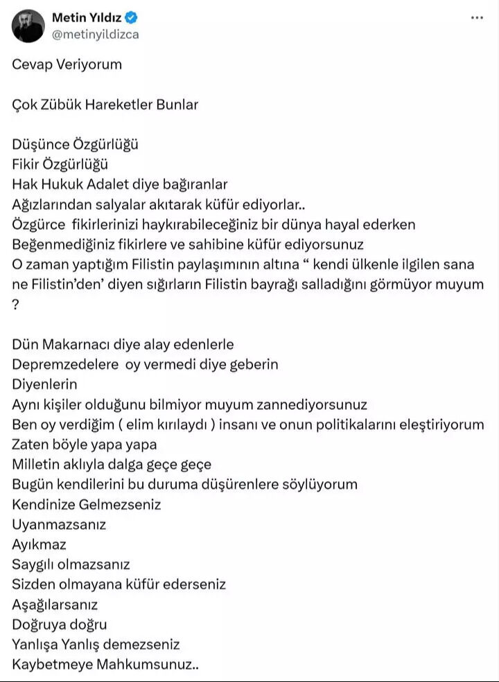 Filistin paylaşımı eleştiri alınca dayanamadı! Çok sert tepki gösterdi: 