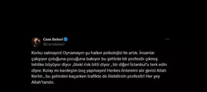 Şarkıcı Cem Belevi’den uzmanlara deprem tepkisi!  Şarkıcı Cem Belevi’den uzmanlara deprem tepkisi!