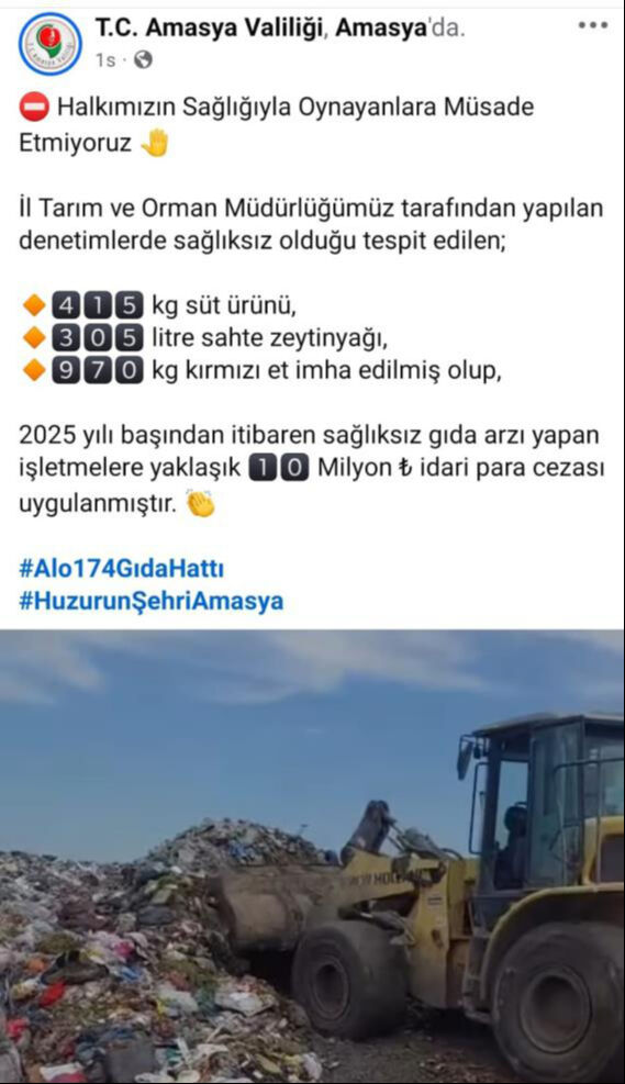 Amasya'da gıda denetimlerinde 24 işletmeye 10 milyon TL ceza - 1. Resim