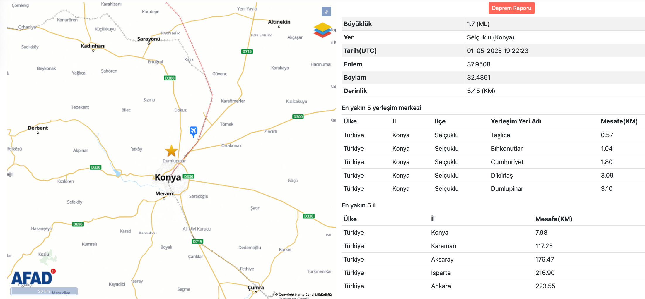 Konya'da deprem mi oldu? 1 Mayıs 2025 son depremler listesi - 1. Resim