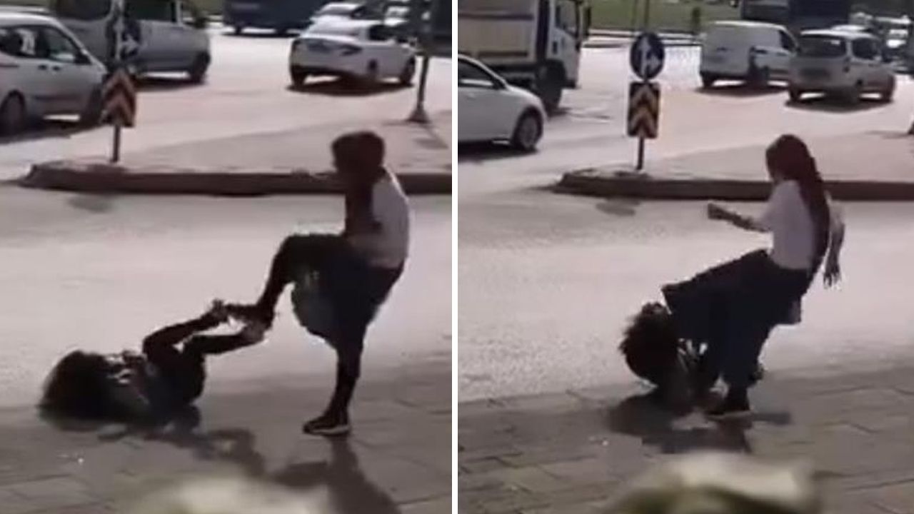 -İki kadın sokak ortasında birbirine girdi