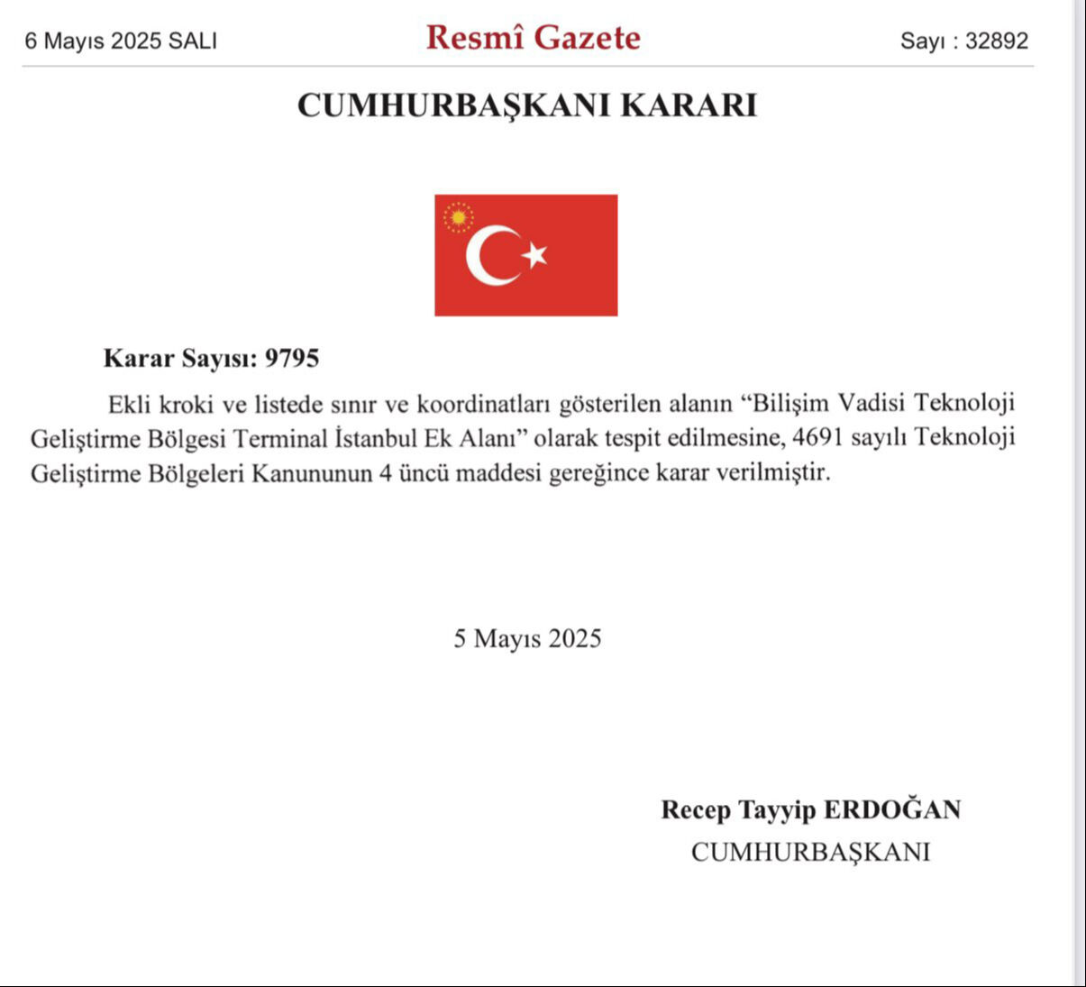 Resmi Gazete'de yayımlandı! Cumhurbaşkanı Erdoğan'dan Atatürk Havalimanı kararı Resmi Gazete'de yayımlandı! Cumhurbaşkanı Erdoğan'dan Atatürk Havalimanı kararı - 1. Resim