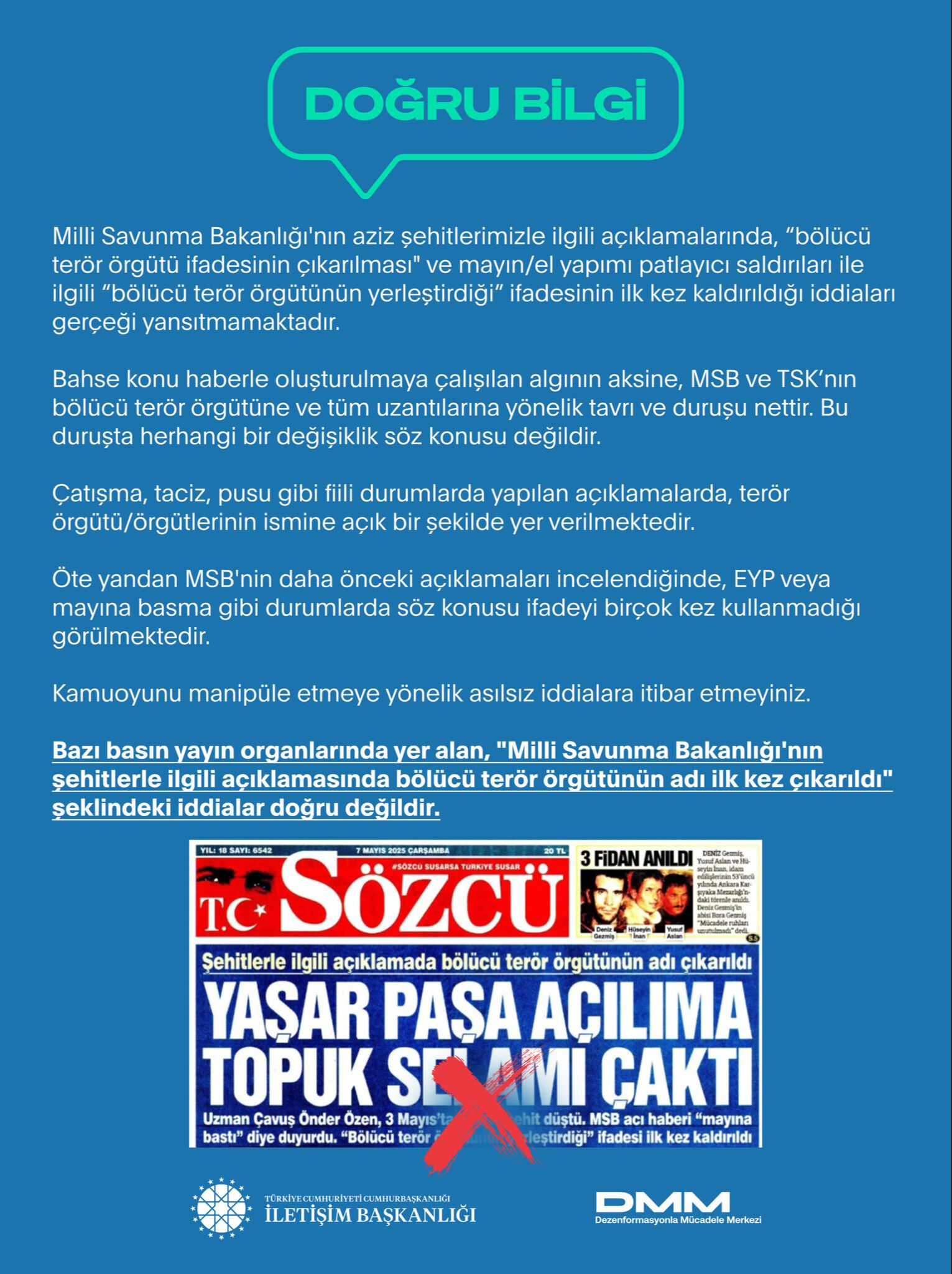 'MSB'nin şehit açıklamasında PKK'nın adı çıkarıldı' iddiasına yalanlama 'MSB'nin şehit açıklamasında PKK'nın adı çıkarıldı' iddiasına yalanlama - 2. Resim