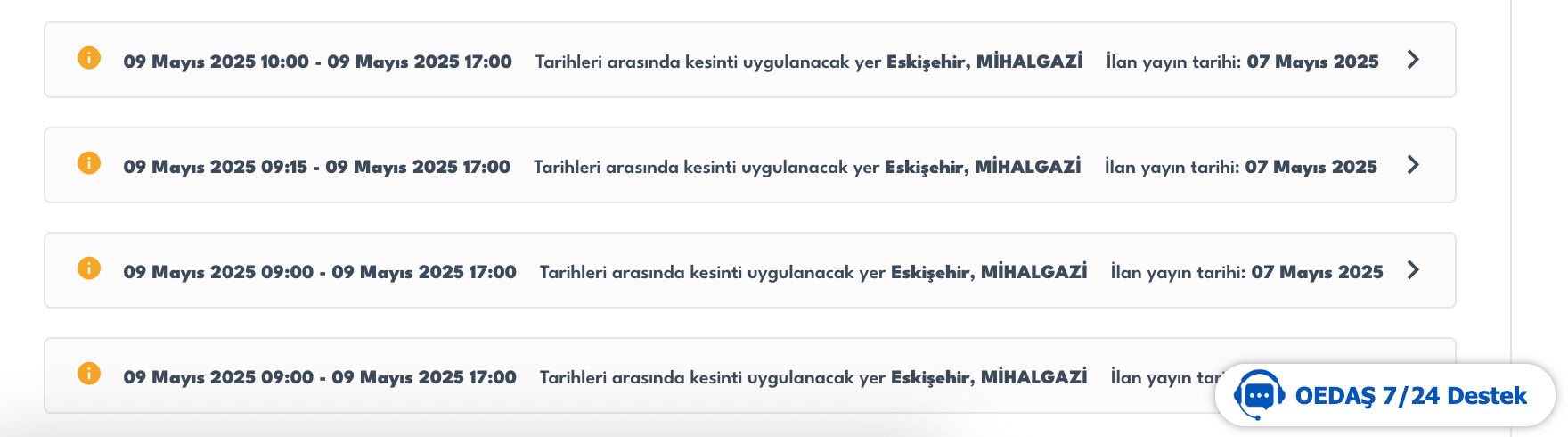Eskişehir elektrik kesintisi 9 Mayıs -15 Mayıs planlı elektrik kesintisi duyuruları Eskişehir elektrik kesintisi 9 Mayıs -15 Mayıs planlı elektrik kesintisi duyuruları - 1. Resim