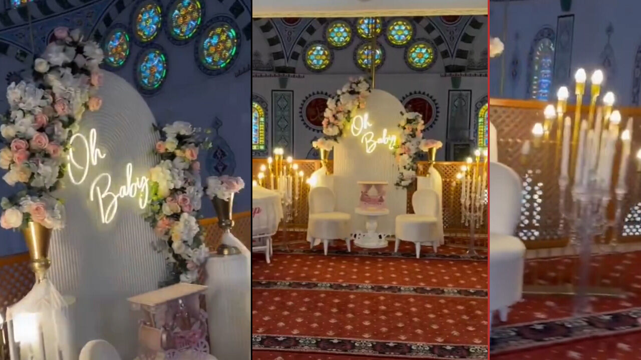 Pes dedirten görüntüler! Camide 'baby shower partisi' müftülüğü harekete geçirdi - 1. Resim