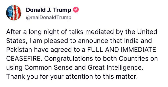 Trump duyurdu! Pakistan ve Hindistan ateşkes ilan etti - 1. Resim