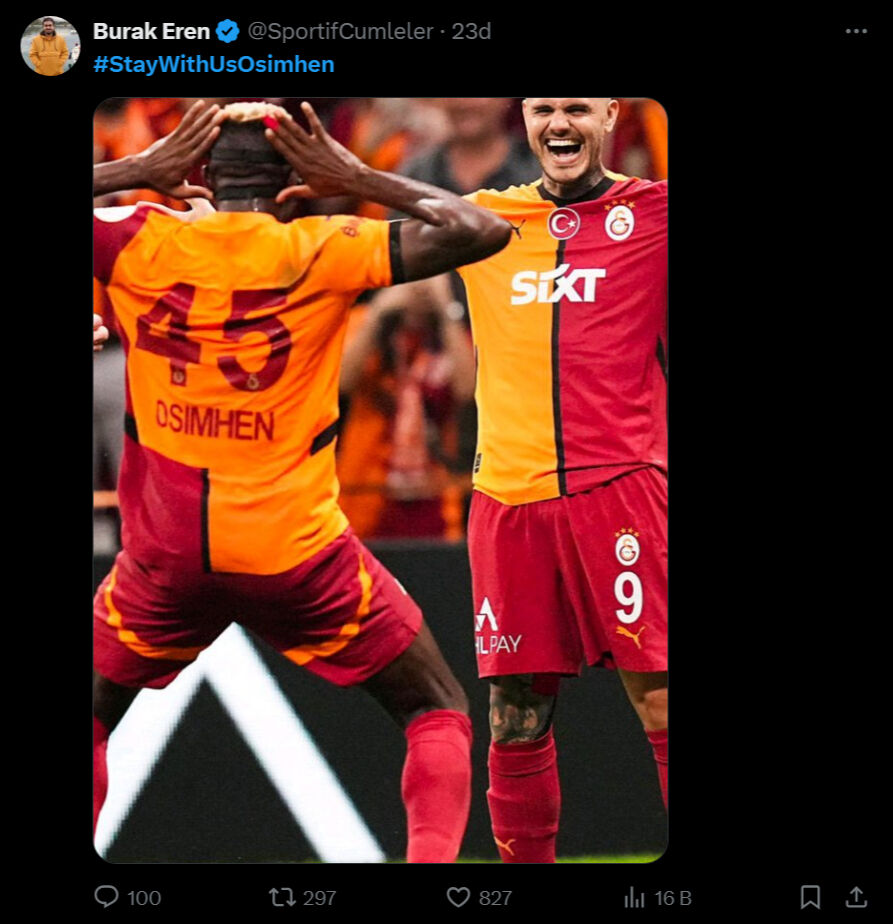 Galatasaray taraftarından Osimhen'e çağrı: #StayWithUsOsimhen - 7. Resim