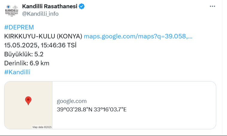 Konya'da deprem mi oldu, kaç büyüklüğünde? Kandilli Rasathanesi açıkladı - 2. Resim