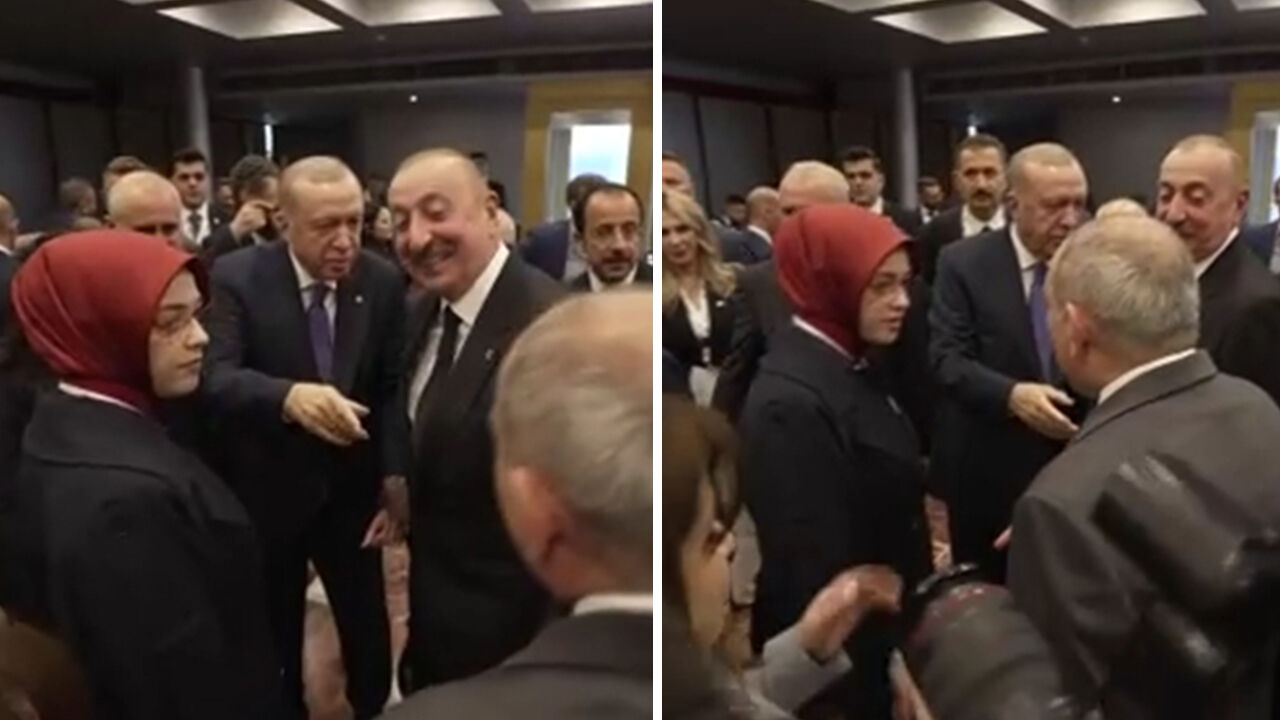 Tiran'da dikkat çeken an! Erdoğan, Aliyev'i çağırdı, Paşinyan da sohbete dahil oldu - 1. Resim