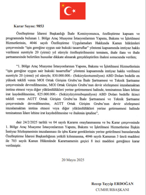 ARAÇ MUAYENE İSTASYONLARININ YENİ İŞLETMECİSİ KİM