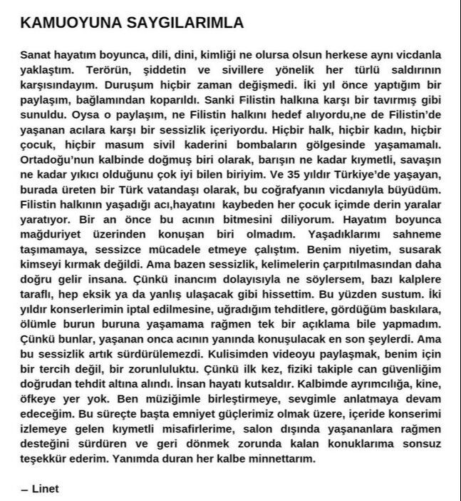 Cumhurbaşkanı Erdoğan'dan yardım istemişti! Protesto edilen şarkıcı Linet'ten yeni açıklama: