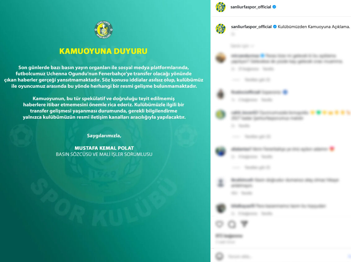 Uchenna Ogundu sürprizi! Şanlıurfaspor'dan Fenerbahçe iddiasına cevap - 2. Resim