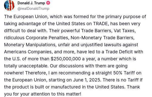 Trump’tan AB’ye Gümrük vergisi resti! 