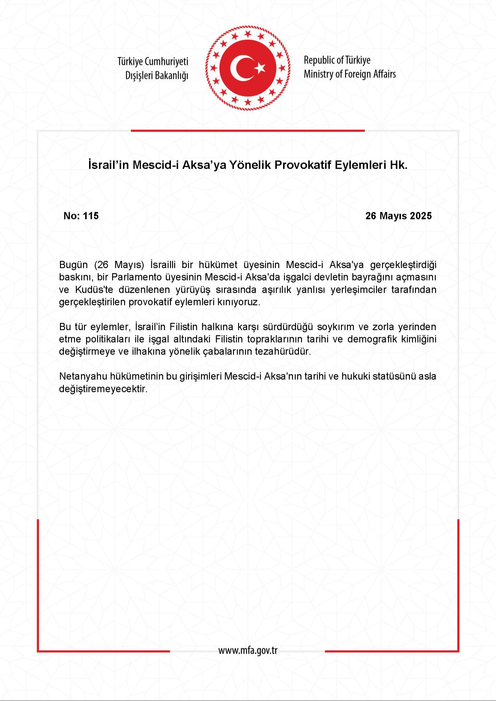 Dışişleri'nden Mescid-i Aksa baskınına sert kınama! - 2. Resim