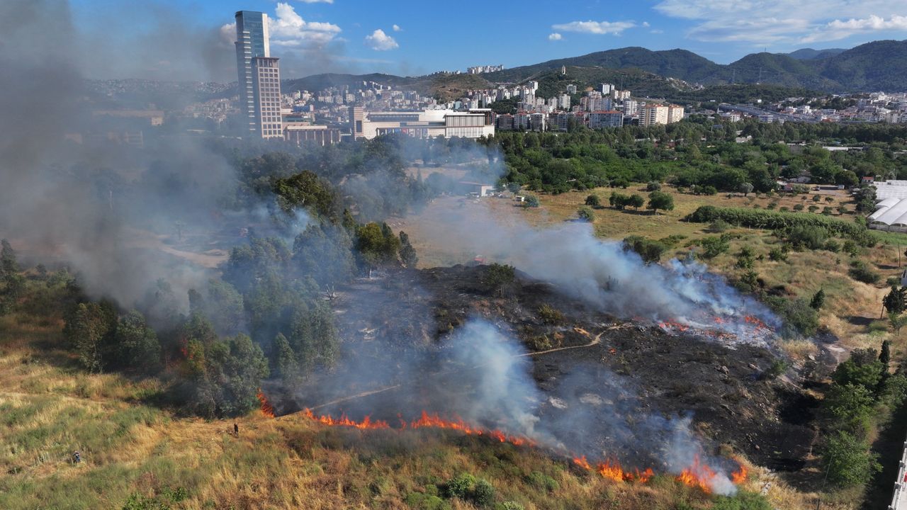 İzmir'de şehrin ortasında orman yangını! Ekipler seferber oldu İzmir'de şehrin ortasında orman yangını! Ekipler seferber oldu