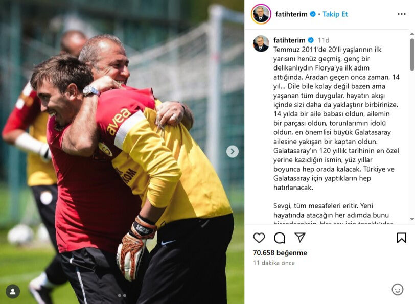 Fatih Terim'den Muslera'ya veda mesajı: