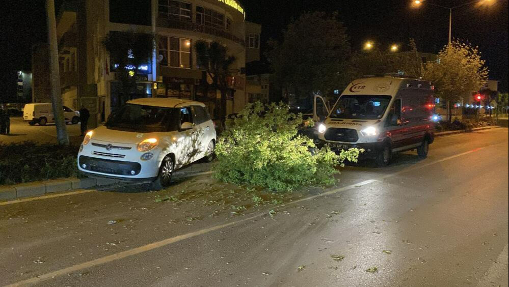 Süratli otomobil refüje çarptı! Sürücü aracı ve yaralıları bırakıp kaçtı - 1. Resim