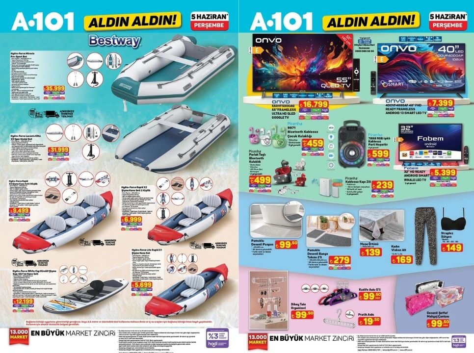 5 Haziran A101 Aktüel ürünler kataloğu! Şişme havuz, kano seti ve plaj ürünleri geliyor - 2. Resim