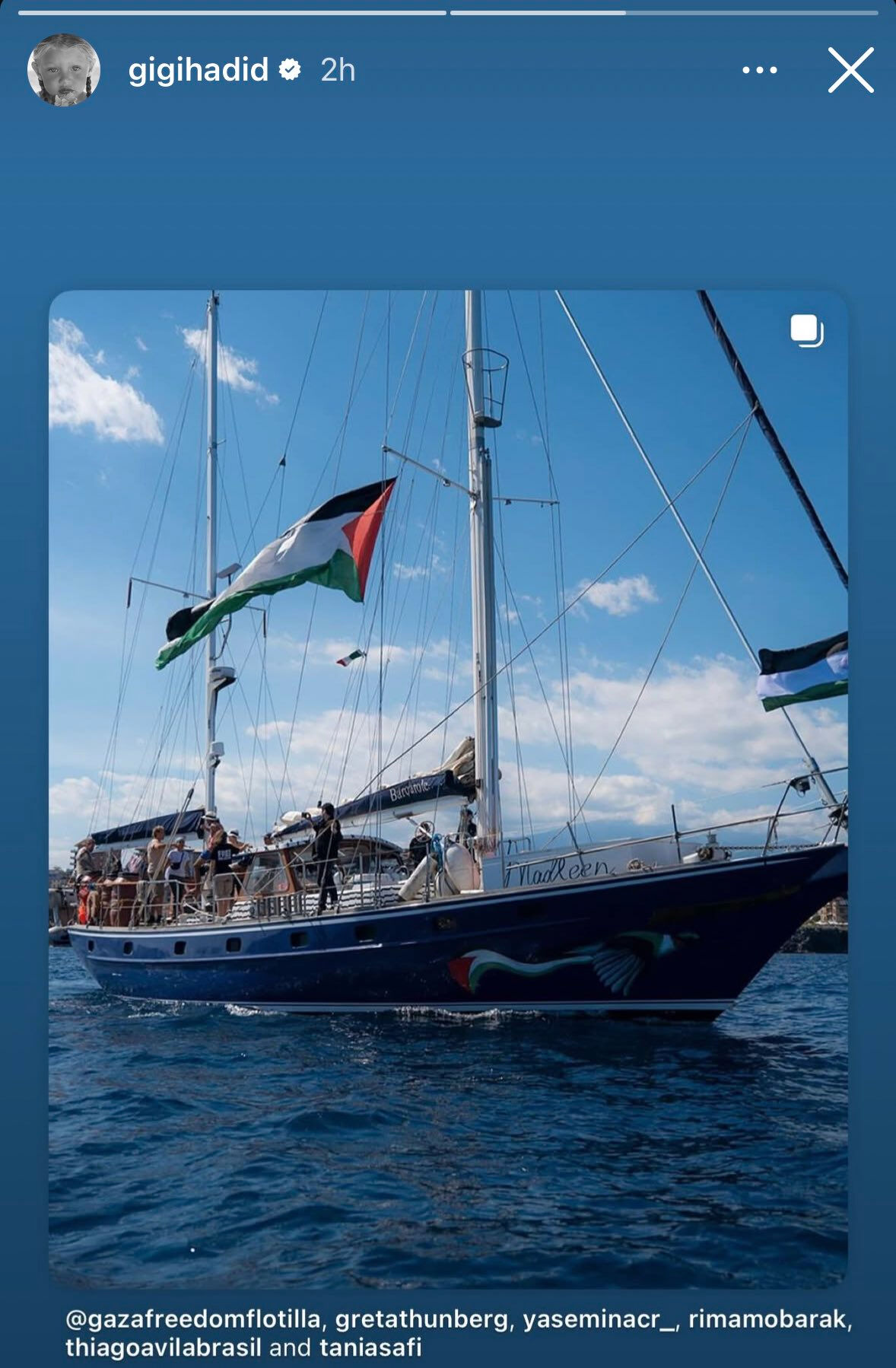 Gigi Hadid'den Gazze'ye yardıma giden Madleen gemisine destek! - 1. Resim