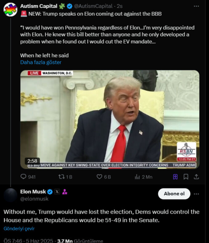 Elon Musk'tan Trump'a jet cevap: Ben olmasaydım se&ccedil;imi kazanamazdı - 1. Resim