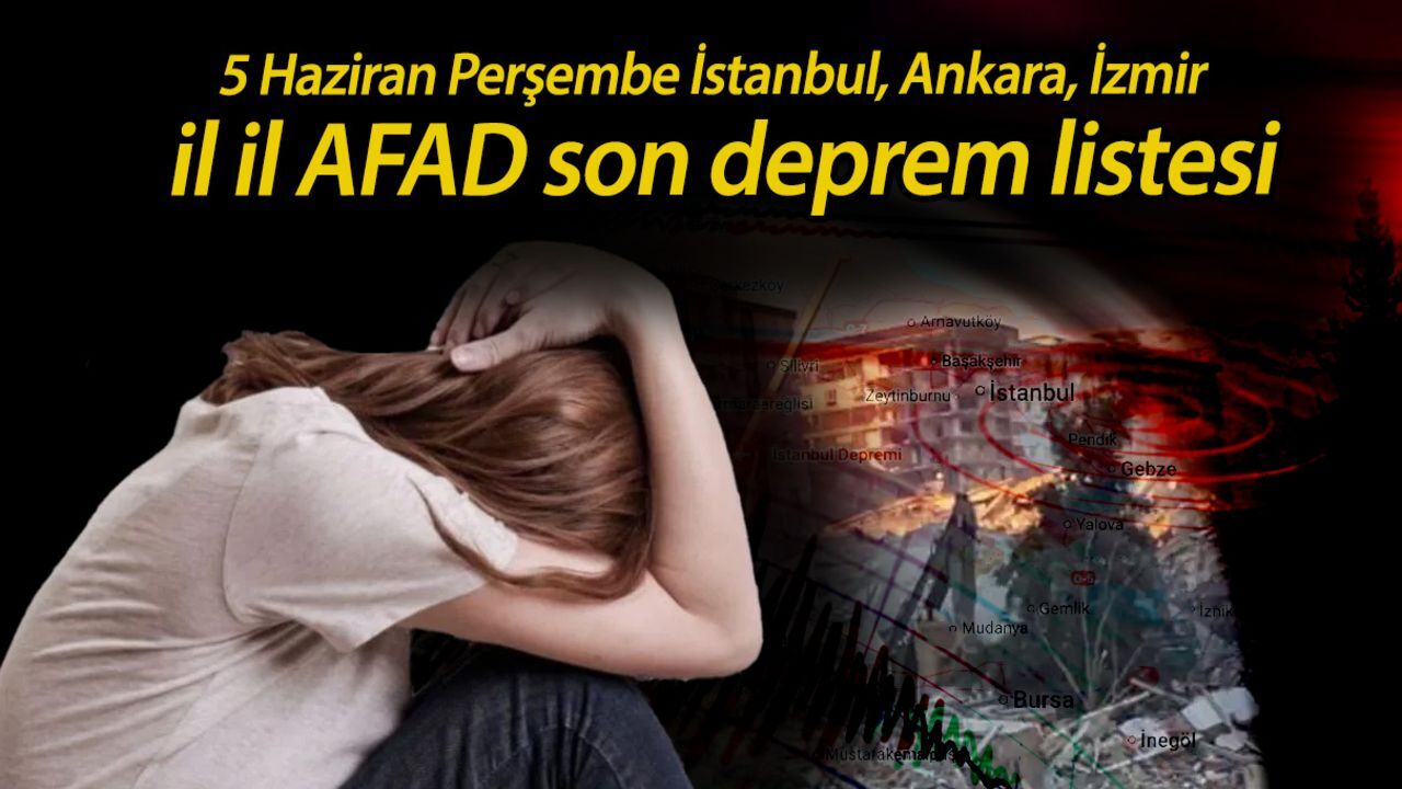 Son dakika deprem mi oldu? 5 Haziran Perşembe İstanbul, Ankara, İzmir il il AFAD son deprem listesi Son dakika deprem mi oldu? 5 Haziran Perşembe İstanbul, Ankara, İzmir il il AFAD son deprem listesi
