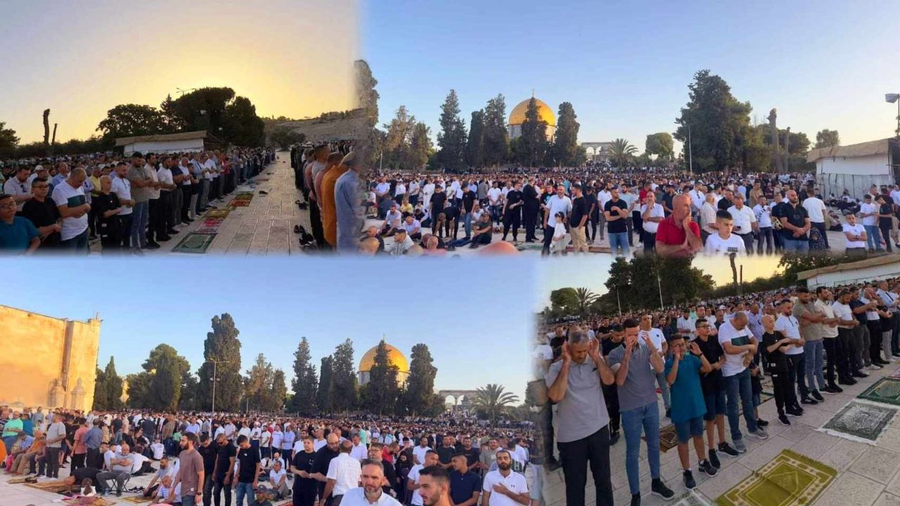 İsrail'in engellemeleri yetmedi! On binlerce Filistinli Mescid-i Aksa'da Bayram namazı kıldı İsrail'in engellemeleri yetmedi! On binlerce Filistinli Mescid-i Aksa'da Bayram namazı kıldı