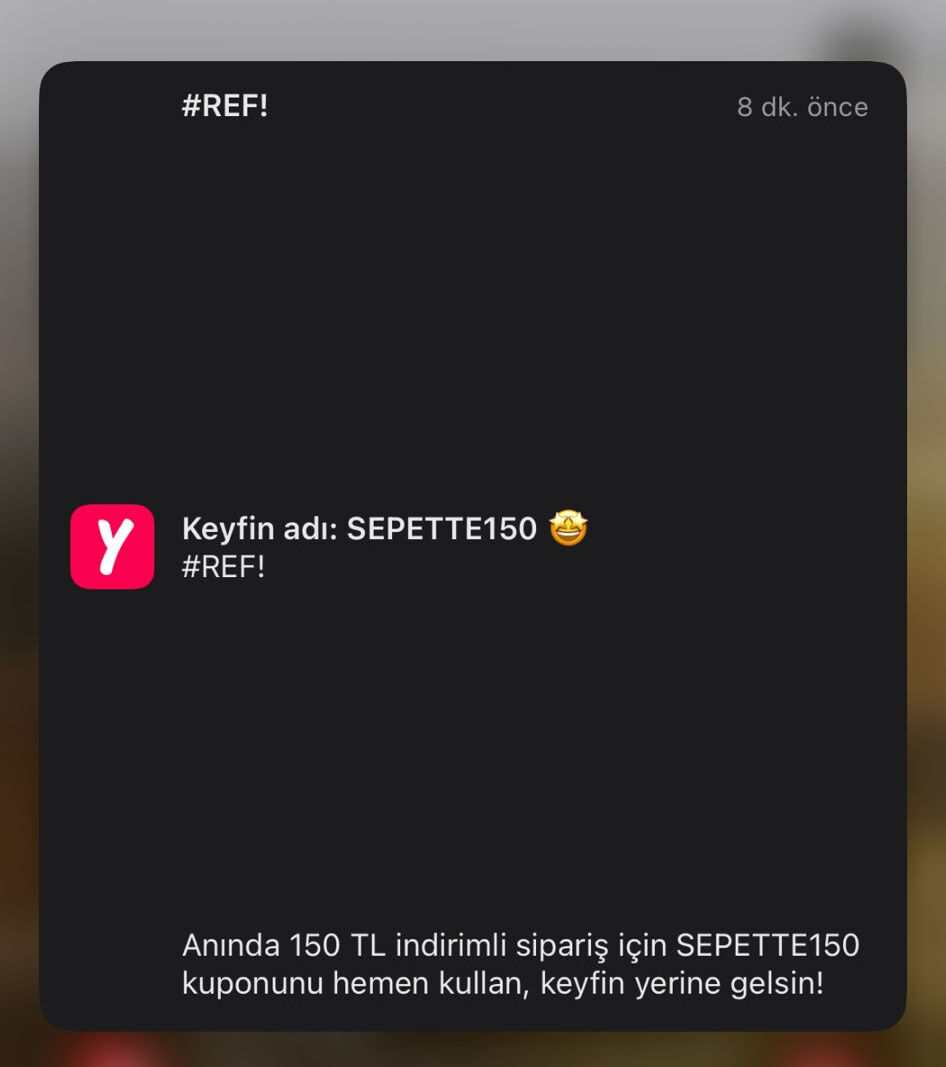 Yemek Sepeti hacklendi mi, çöktü mü? 9 Haziran Yemek Sepeti #REF! bildirimi ne anlama geliyor? Yemek Sepeti hacklendi mi, çöktü mü? 9 Haziran Yemek Sepeti #REF! bildirimi ne anlama geliyor? - 1. Resim