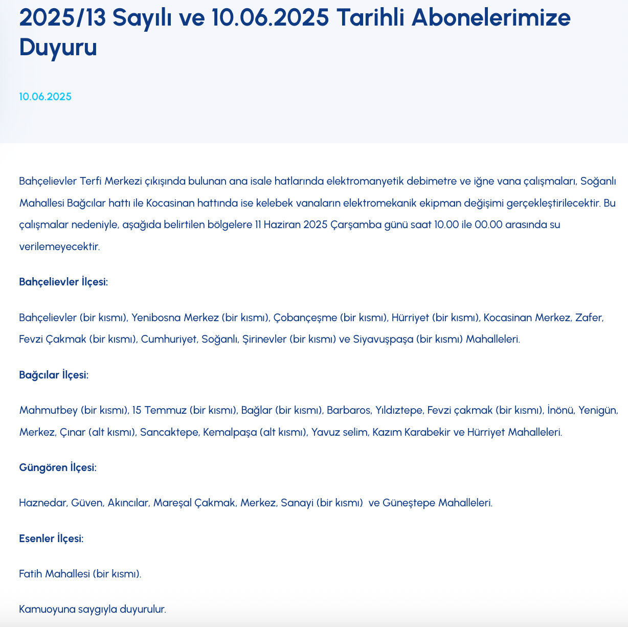 İstanbul su kesintisi 11 Haziran İstanbul'da sular ne zaman gelecek? Bahçelievler, Esenler, Bağcılar, Güngören su kesintisi İstanbul su kesintisi İSKİ 11 Haziran: İstanbul'da sular ne zaman gelecek? Bahçelievler, Esenler, Bağcılar, Güngören su kesintisi - 1. Resim