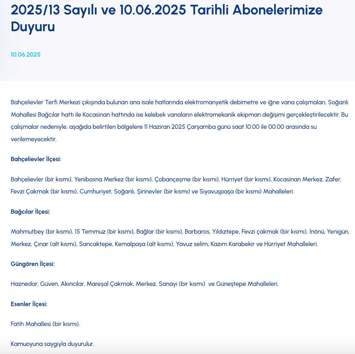 Bahçelievler su kesintisi! Sular saat kaçta gelecek 11 Haziran Çarşamba? Bahçelievler su kesintisi! Sular saat kaçta gelecek 11 Haziran Çarşamba? - 2. Resim