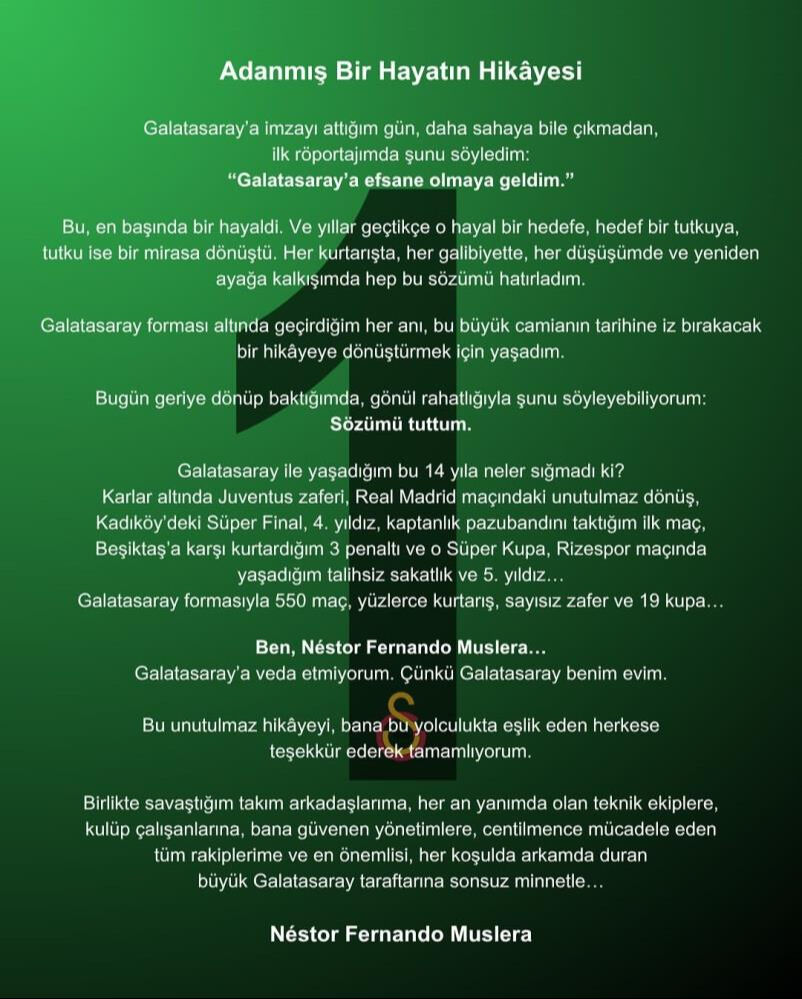 Fernando Muslera'dan duygusal paylaşım: Galatasaray'a veda etmiyorum... Fernando Muslera'dan duygusal paylaşım: Galatasaray'a veda etmiyorum... - 1. Resim