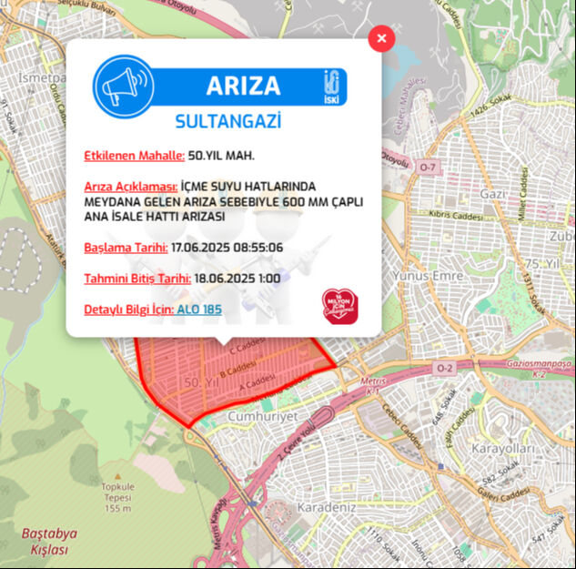 Sultangazi su kesintisi ne zaman bitecek 17 Haziran? İSKİ su kesintisi arıza sorgulama - 1. Resim