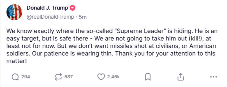 Trump'tan Hamaney'e suikast tehdidi:  Trump'tan Hamaney'e suikast tehdidi: